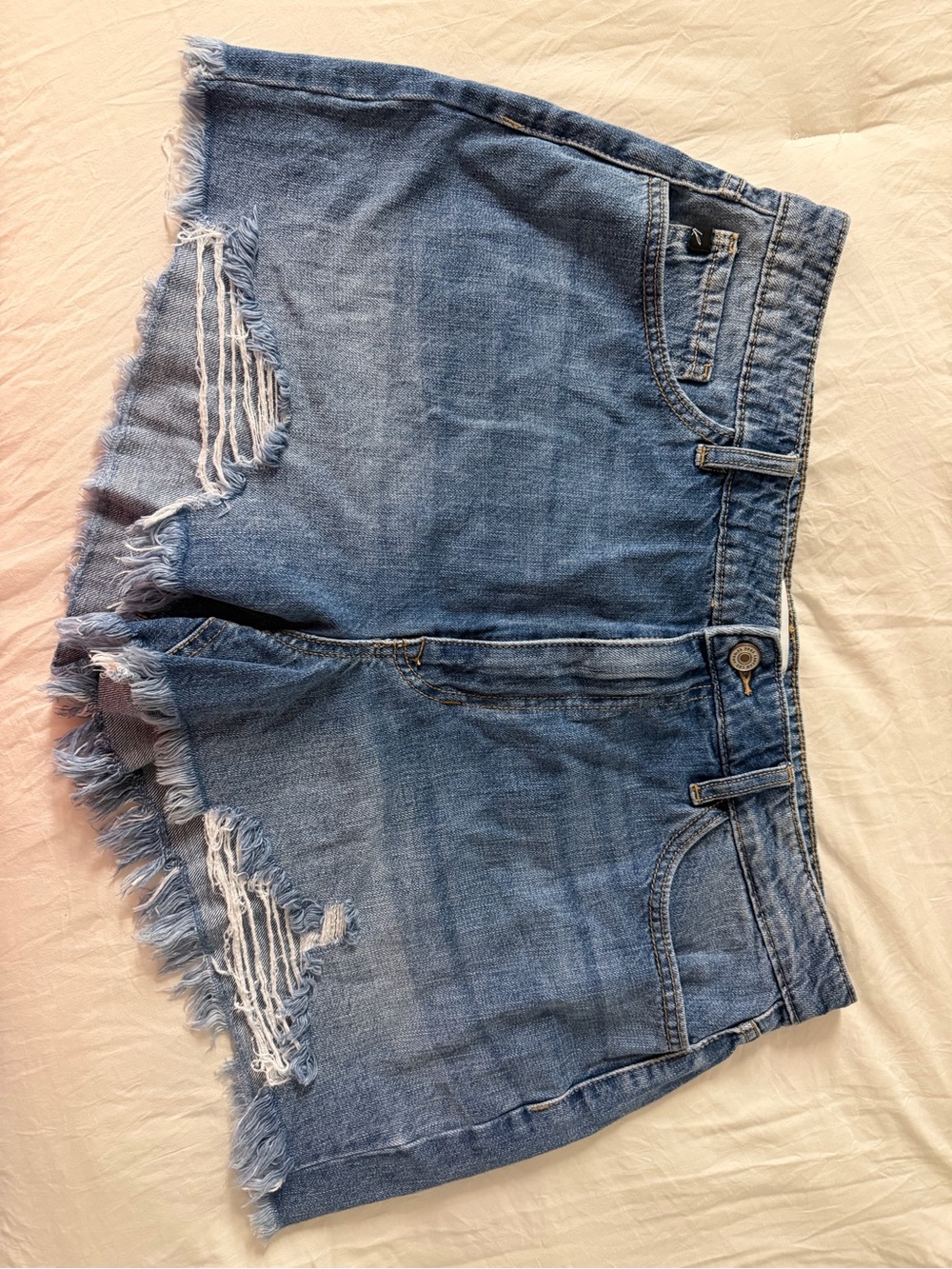 KanCan Light Blue Distressed Frayed Denim Shorts